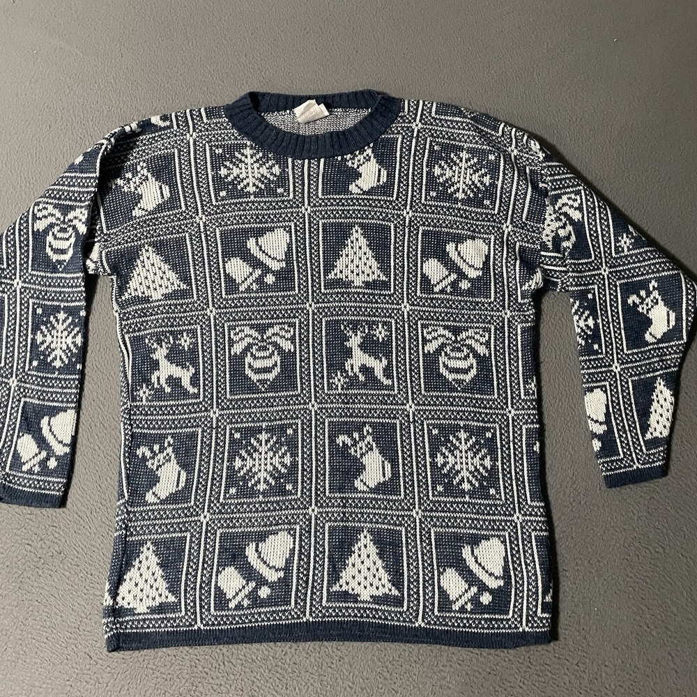 Vintage Huntington Ridge Ringer Sweater Medium Christmas Cottagecore Granny‎